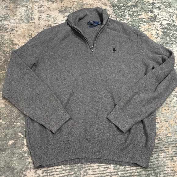 Polo Ralph Lauren Other - Polo Ralph Lauren Pima Cotton Grey 1/4 Zip Sweater sz Medium EUC